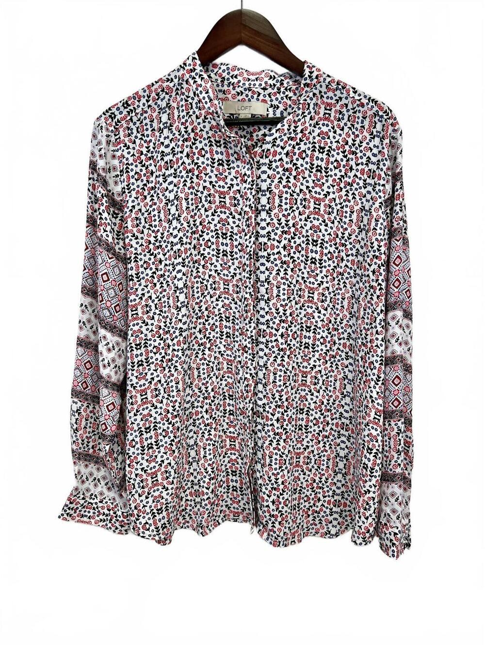 LOFT Women's Size XL Floral Button-Up Blouse